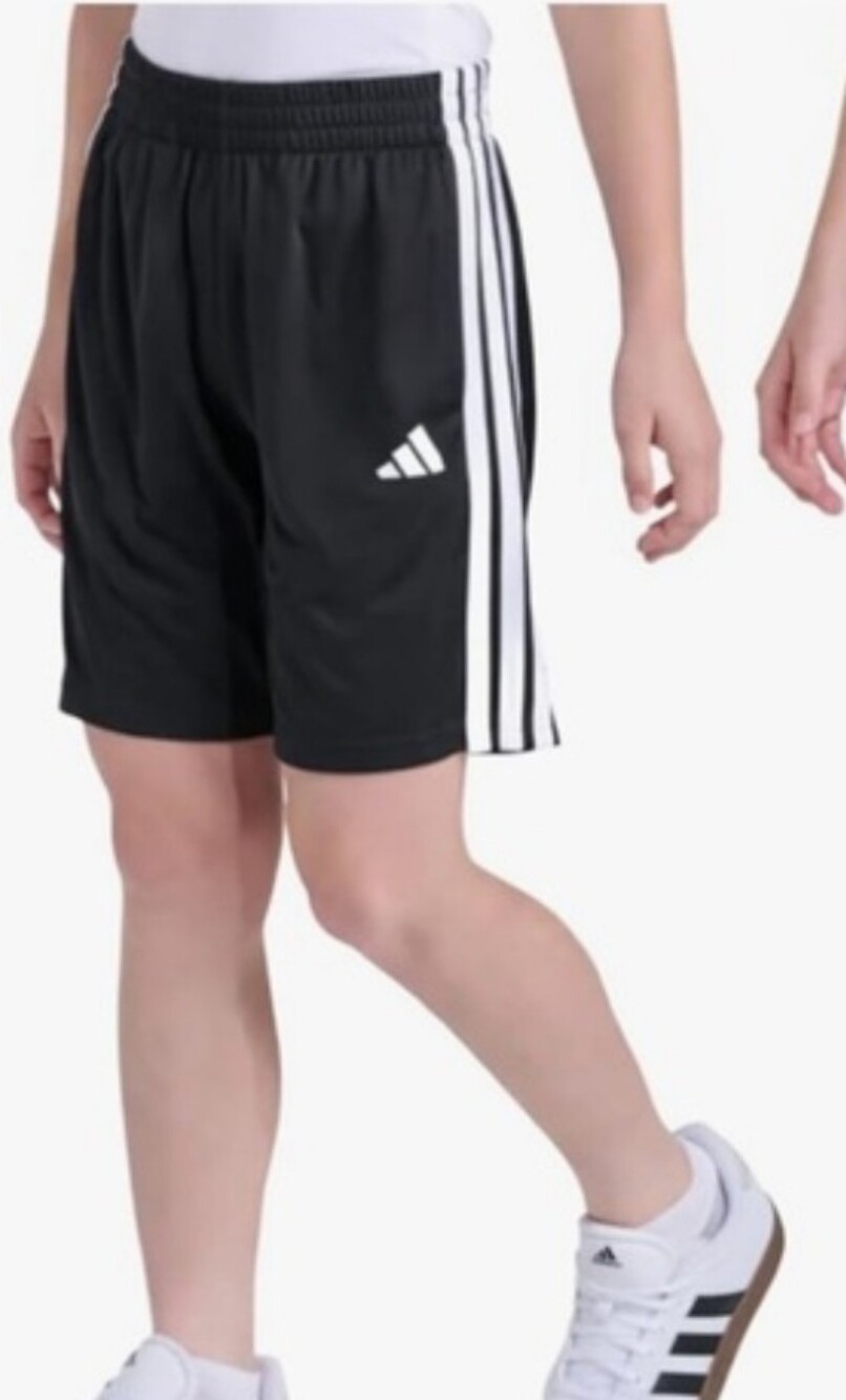 Youth Adidas Athletic Shorts - Black With White Stripes - M